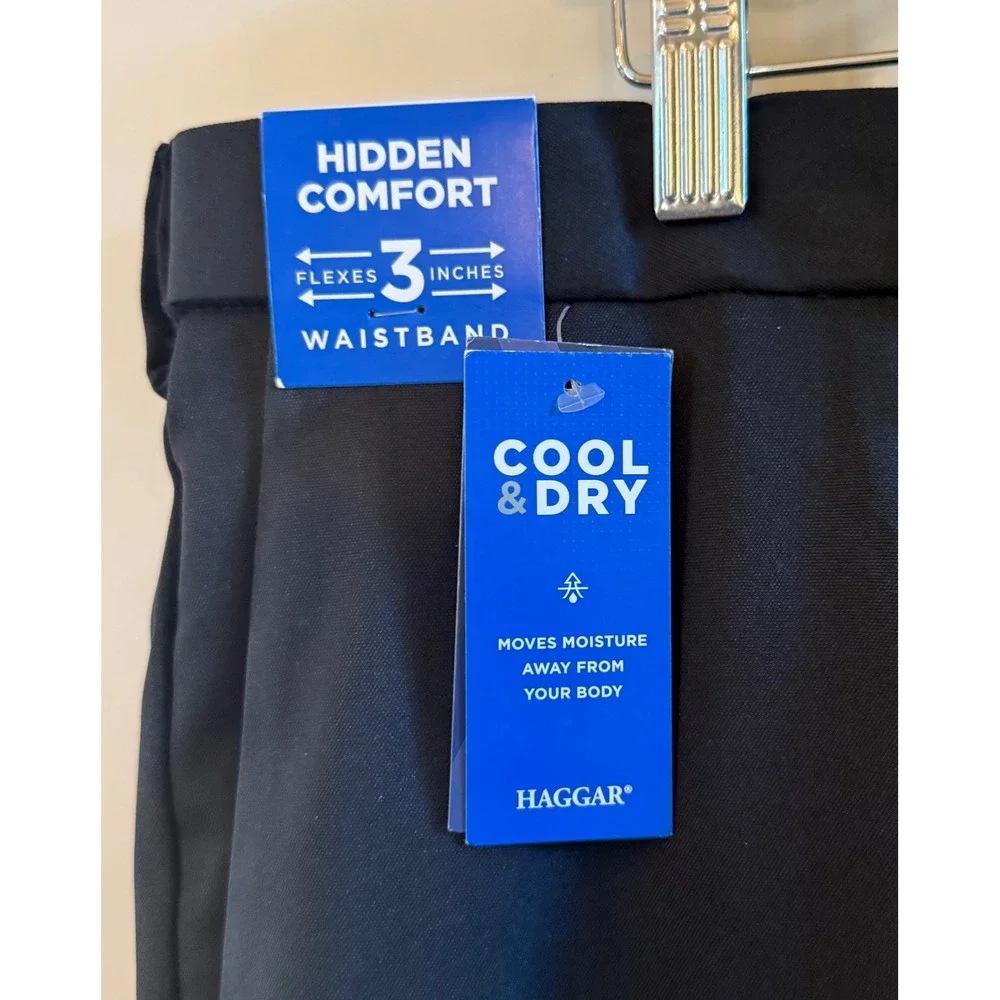 Men's NWT‎ Haggar Cool Right Black Performance Classic Fit Dress Pants 40W X 34L